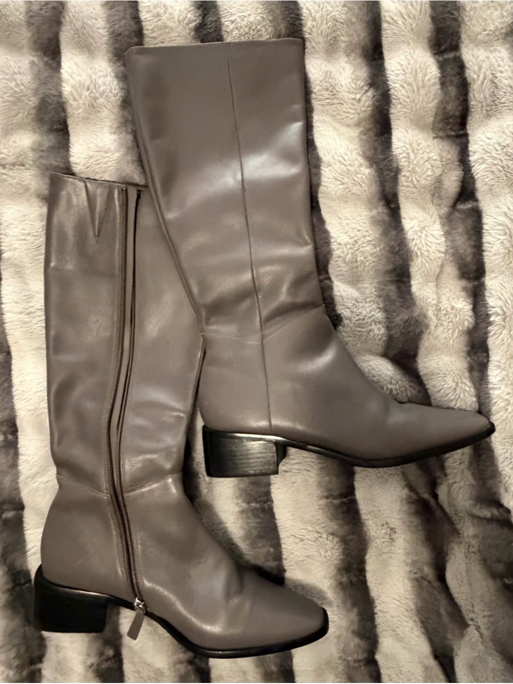 Paolo Knee-High Heeled Boots in Taupe